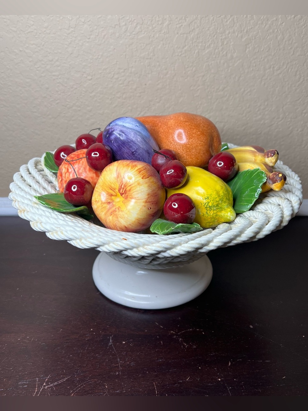 Vintage LARGE 1980's Intrada Italy Ceramic Fruit Basket Centerpiece  Bowl